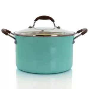 Oster Carrick 6 qt. Round Aluminum Nonstick Dutch Oven in Mint with Glass Lid