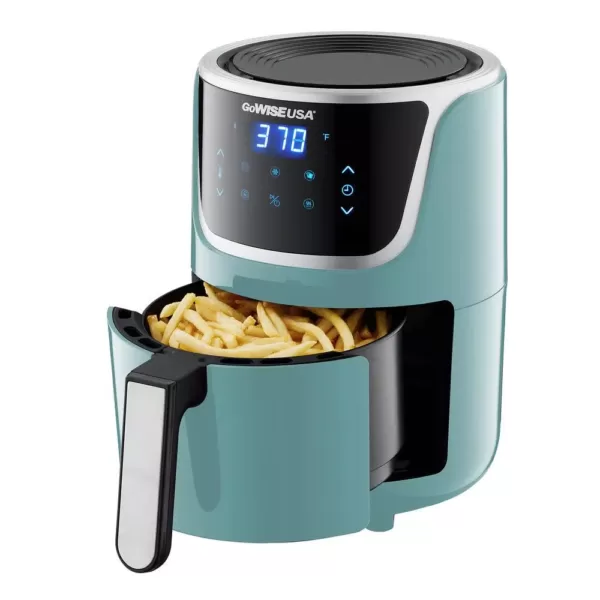 GoWISE USA 1. 7- qt. , 2.0 qt. Max Mint/Silver Electric Mini Air Fryer with Digital Touchscreen + Recipe Book