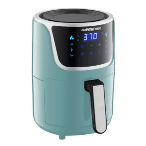 GoWISE USA 1. 7- qt. , 2.0 qt. Max Mint/Silver Electric Mini Air Fryer with Digital Touchscreen + Recipe Book