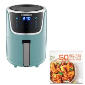 GoWISE USA 1. 7- qt. , 2.0 qt. Max Mint/Silver Electric Mini Air Fryer with Digital Touchscreen + Recipe Book