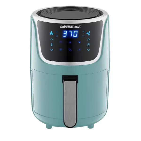 GoWISE USA 1. 7- qt. , 2.0 qt. Max Mint/Silver Electric Mini Air Fryer with Digital Touchscreen + Recipe Book