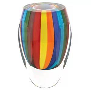 Badash Crystal 6 in. Rainbow Murano Style Art Glass Vase