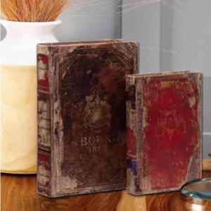 Benjara Antique Distressed Multi-color Wooden Book Boxes