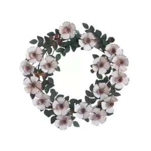 3R Studios Bungalow Lane 19 in. Round Hand Painted Tole Metal Flower Wreath