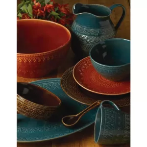 Certified International Multi-Colored 128 oz. Aztec Teal Serving Bowl