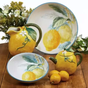 Certified International 24 oz. Citron 3-D Multi-Colored Lemon Teapot