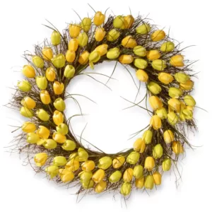 National Tree Company 32 in. Yellow Tulip Wreath