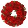 National Tree Company 15 in. Decorated Wreath with Velvet Mixed Roses and Cedar in Foam Base