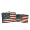 Northlight 14.5 in. to 17 in. Rustic American Flag Rectangular Wooden Decorative Storage Boxes (Set of 2)