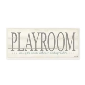 Stupell Industries 7 in. x 17 in. "Playroom Home Of Mischief Makers" by Stephanie Workman Marrott Printed Wood Wall Art