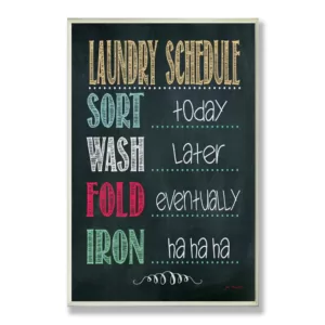 Stupell Industries 12.5 in. x 18.5 in. "Laundry Schedule Chalkboard Bathroom" by Jo Moulton Printed Wood Wall Art