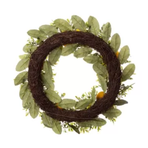 Glitzhome 22 in. D Artificial Greenery Lemon Wreath