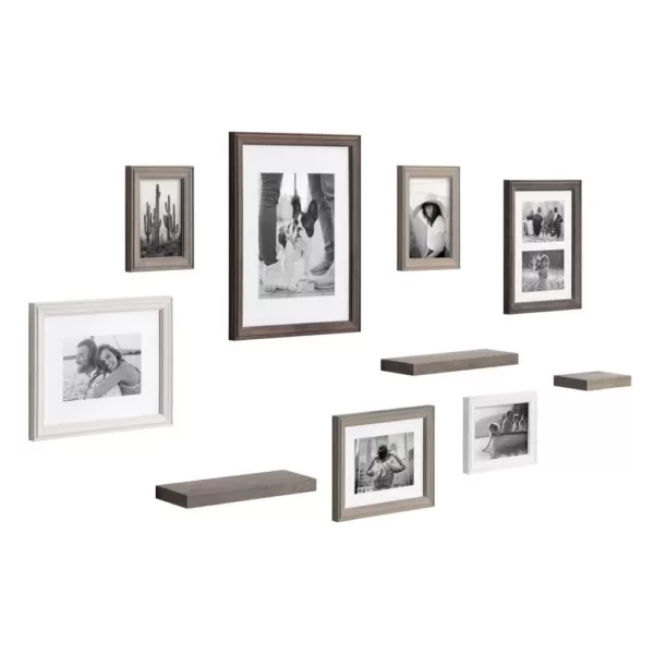 Kate and Laurel Bordeaux Multi/Gray with Shelves Picture Frames (Set of 10)