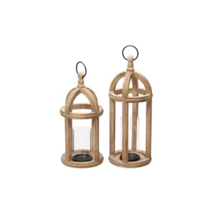 Home Decorators Collection Home Decorators Collection Antiqued Wood Candle Hanging or Tabletop Lantern with Beaded Trim (Set of 2)