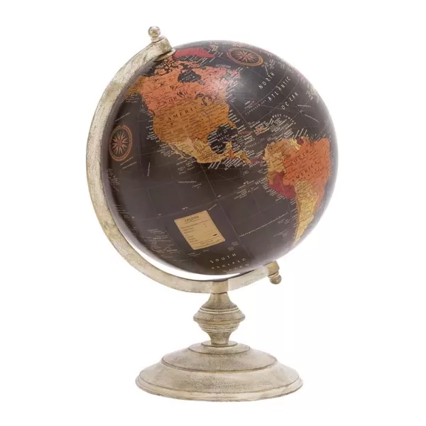 LITTON LANE Nautical Decorative globe with Whitewashed Tiered Base