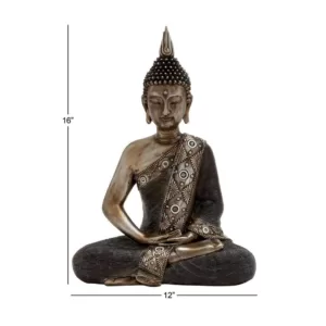 LITTON LANE 16 in. x 12 in. Decorative Sitting Buddha Sculpture in Colored Polystone