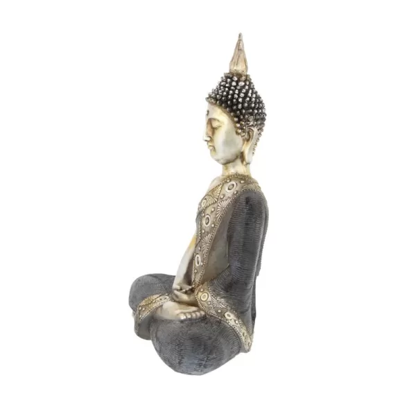 LITTON LANE 16 in. x 12 in. Decorative Sitting Buddha Sculpture in Colored Polystone