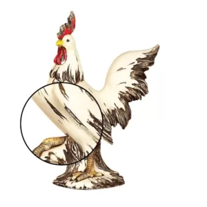 LITTON LANE 15 in. Rooster Decorative Sculpture in White, Red and Brown