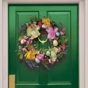 National Tree Company 20 in. Tulip and Easter Egg Decorated Wreath