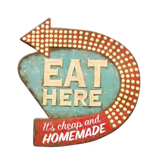 3R Studios 16 in. H x 15 in. W "Eat Here" Retro Wall Art