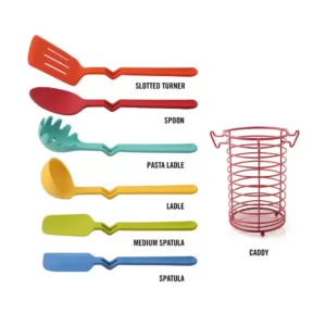 Fiesta 7-Piece Silicone Utensil Set with Wire Caddy