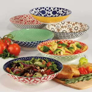 Certified International Soho Multicolored Porcelain 9 in. 32 oz. Dinner Bowls (Set of 6)