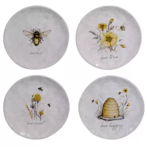 Certified International Bee Sweet 4-Piece Seasonal Multicolored Earthenware 8.5 in. Salad Plate Set (Service for 4)