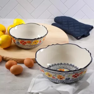 Gibson Home Luxembourg 8 in. and 10 in. 32 fl. oz. and 64 fl. oz. Multicolored Stoneware Serving Bowls (Set of 2)