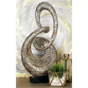 LITTON LANE Abstract Polystone Loop Sculpture with Mother of Pearl Tile Inlay