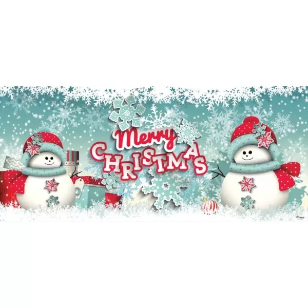 My Door Decor 7 ft. x 16 ft. Snowman Merry Christmas-Outdoor Christmas Holiday Garage Door Banner Decor