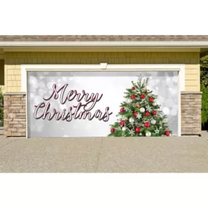 My Door Decor 7 ft. x 16 ft. Merry Christmas Tree Christmas Garage Door Decor Mural for Double Car Garage