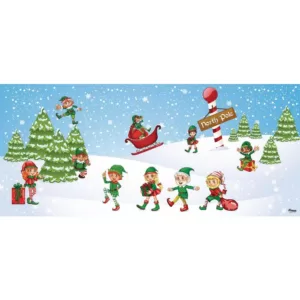 My Door Decor 7 ft. x 16 ft. North Pole Elves-Christmas Garage Door Decor Mural for Double Car Garage