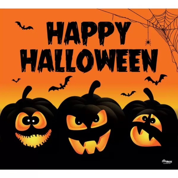 My Door Decor 7 ft. x 8 ft. Happy Halloween Jack-O-Lanterns Garage Door Decor Mural for Single Car Garage