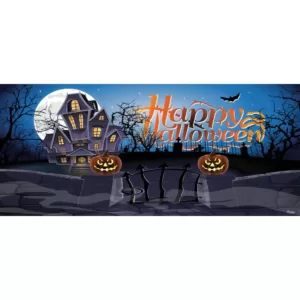 My Door Decor 7 ft. x 16 ft. Haunted Mansion Outdoor Halloween Holiday Garage Door Decor Mural for Double Car Garage