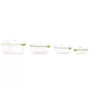 Ozeri INSTAVACTM Green Earth Food Storage Container Set, BPA-Free 8-Piece Nesting Set with Vacuum Seal and Locking Lids