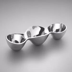 Nambe Classic 6 oz. each Alloy Triple Condiment Server