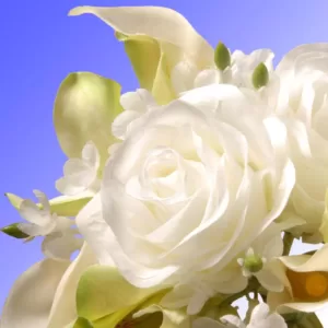 National Tree Company 10.25 in. White Rose and Calla Lily Bouquet