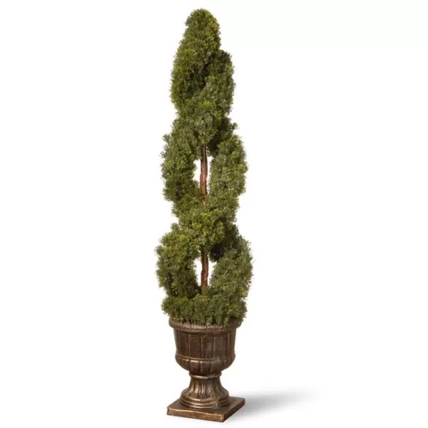 National Tree Company 54 in. Double Cedar Spiral Tree with Decorative Urn