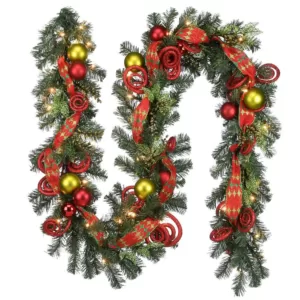 National Tree Company 9 ft. Decorative Collection Ornament Artificial Christmas Garland with Clear Lights