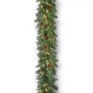 National Tree Company 9 ft. Garwood Spruce Garland with Warm White LED Lights