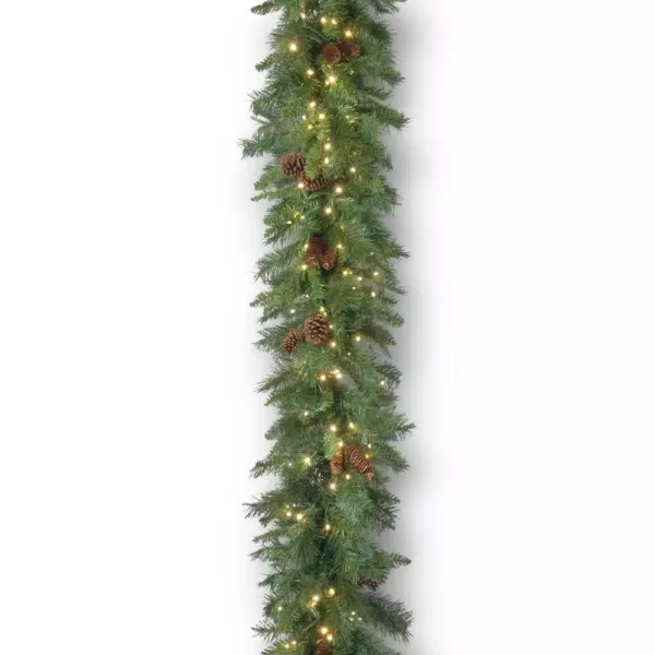 National Tree Company 9 ft. Garwood Spruce Garland with Warm White LED Lights