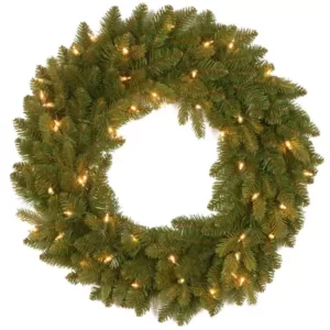 National Tree Company 24 in. Avalon Spruce Artificial Wreath with Clear Lights