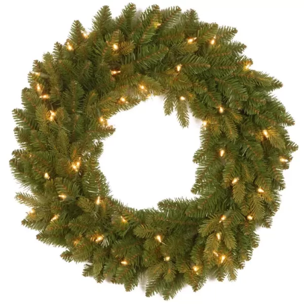 National Tree Company 24 in. Avalon Spruce Artificial Wreath with Clear Lights