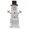 National Tree Company 42 in. Frosted White Fabric with Glitter Square Snowman with 120 Cool White LED Lights