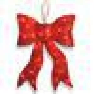 National Tree Company Pre-Lit 24 in. Red Wavy Sisal Bow