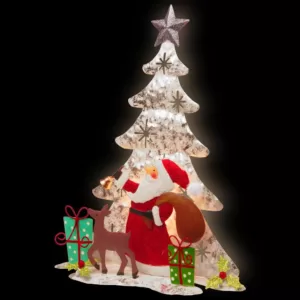 National Tree Company 16 in. Lighted Tree Santa Scene