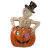 National Tree Company 15 in. Pumpkin and Skeleton Decor with Battery LED