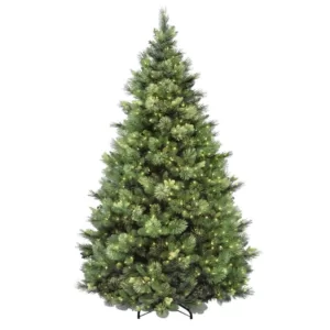 National Tree Company 7-1/2 ft. Carolina Pine Hinged Artificial Christmas Tree with 86 Flocked Cones and 750 Clear Lights