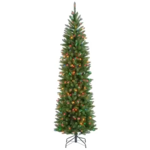 National Tree Company 6.5 ft. Kingswood Fir Pencil Artificial Christmas Tree with Multicolor Lights