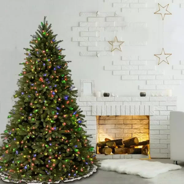 National Tree Company 7-1/2 ft. Feel Real Jersey Fraser Fir Hinged Artificial Christmas Tree with 1250 Multicolor Lights